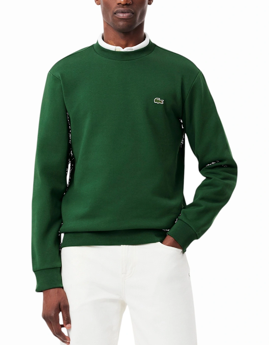 Lacoste Men's Green Fleece Crew Neck Sweatshirt Knitted Jumper Long Sleeve Sweat Tops  42 Xl