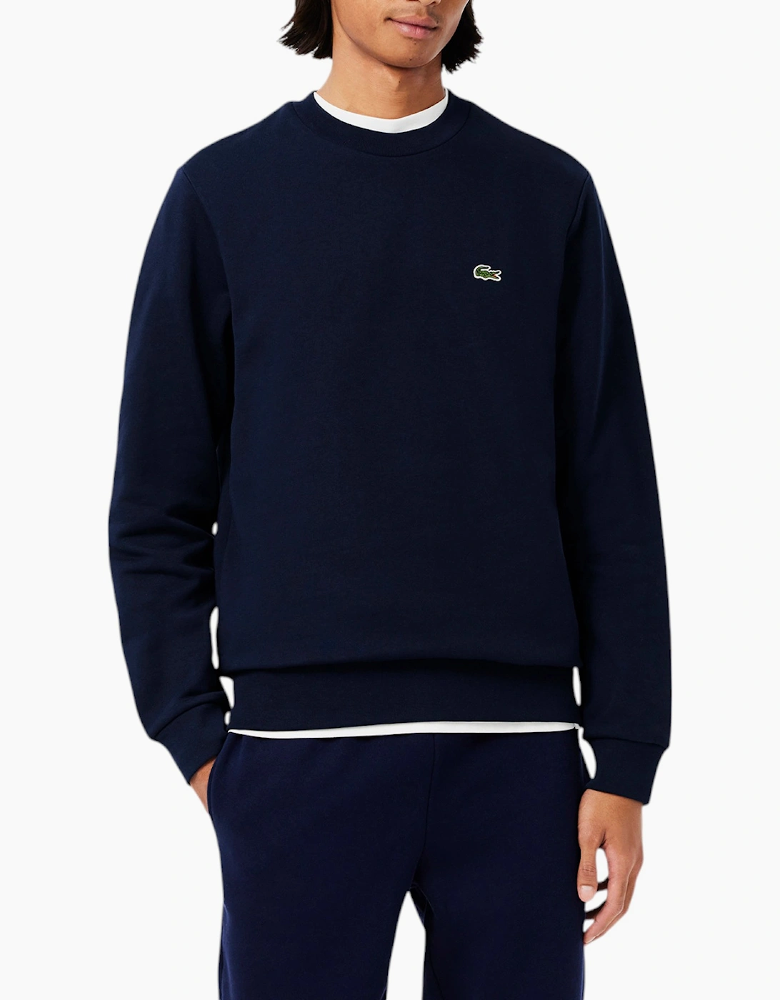 Lacoste Men's Navy Fleece Crew Neck Sweatshirt Knitted Jumper Long Sleeve Sweat Tops  44 2XL