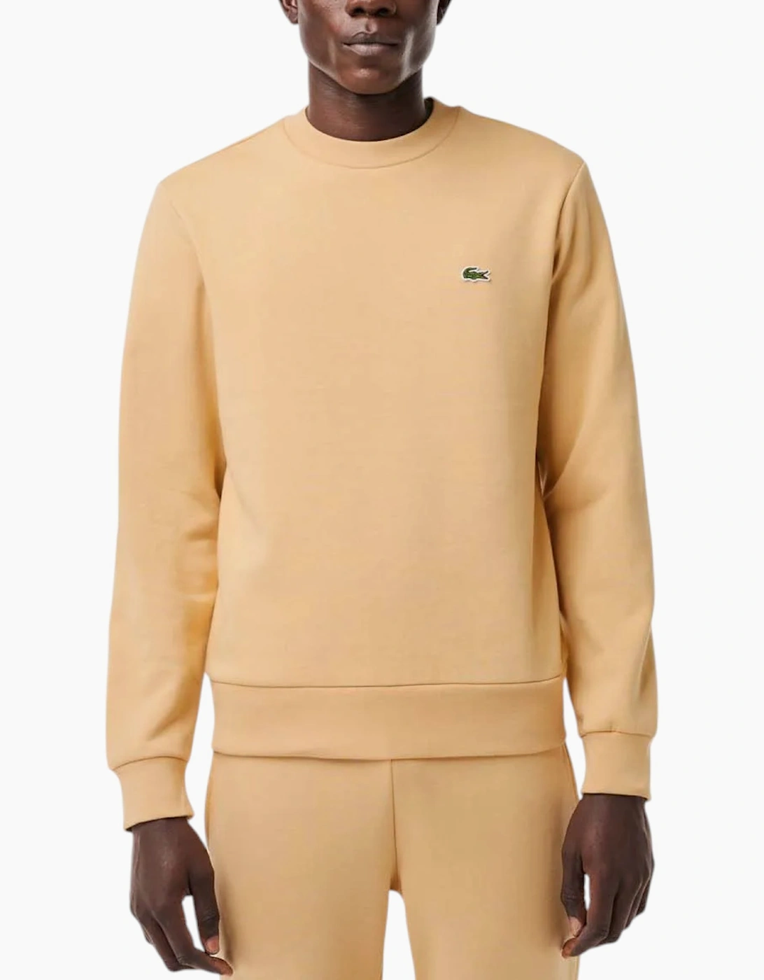 Lacoste Men's Cream Fleece Crew Neck Sweatshirt Knitted Jumper Long Sleeve Sweat Tops  44 2XL