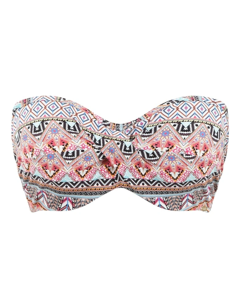 Electric Boho Twist Bandeau Bikini Top - Multi