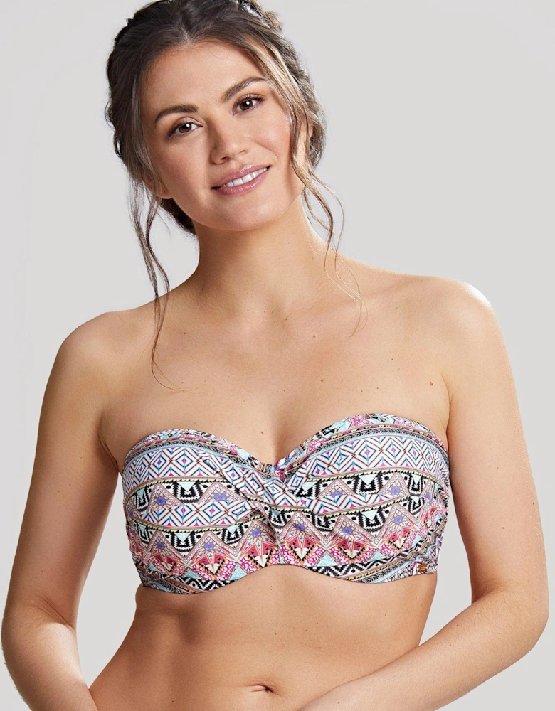 Electric Boho Twist Bandeau Bikini Top - Multi