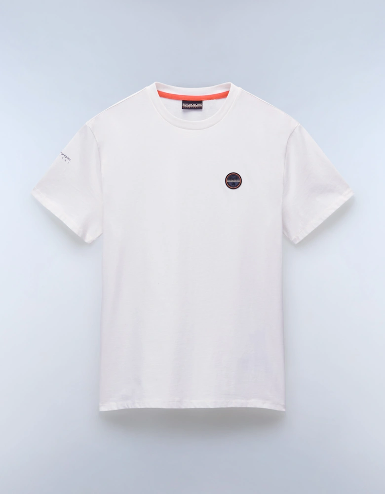 S-Badge Logo Short Sleeve T-Shirt - White Heron