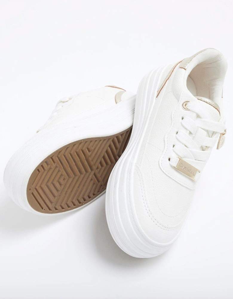 Girls Metallic Triple Plim - White