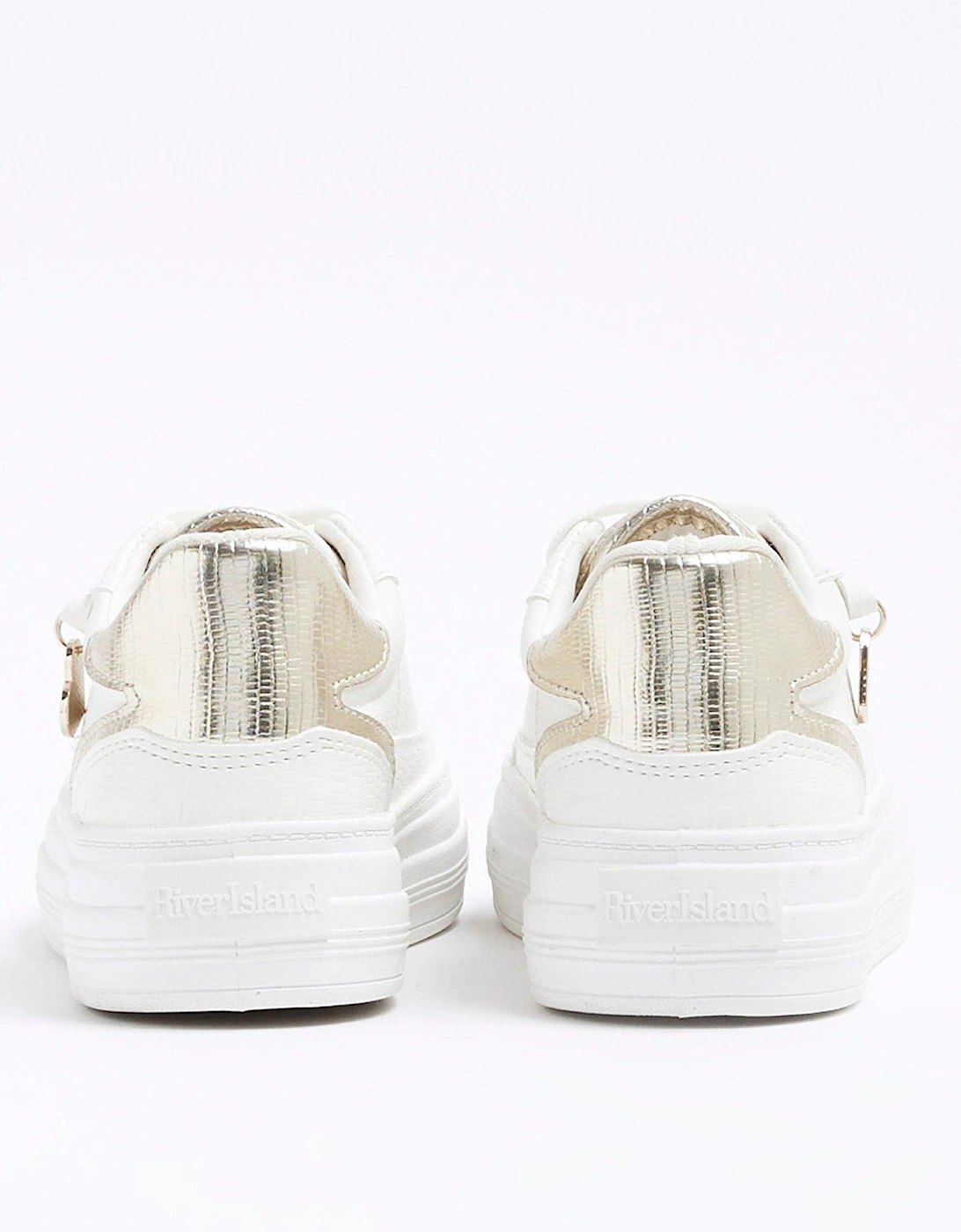 Girls Metallic Triple Plim - White