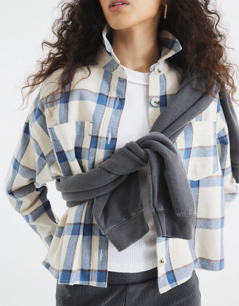 Embellished Check Shirt - Cream