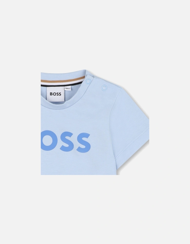 Boys Pale Blue Logo T-Shirt