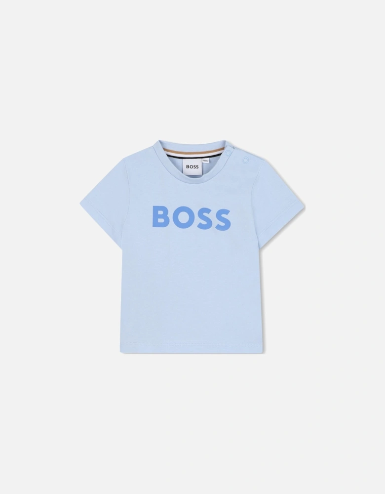 Boys Pale Blue Logo T-Shirt