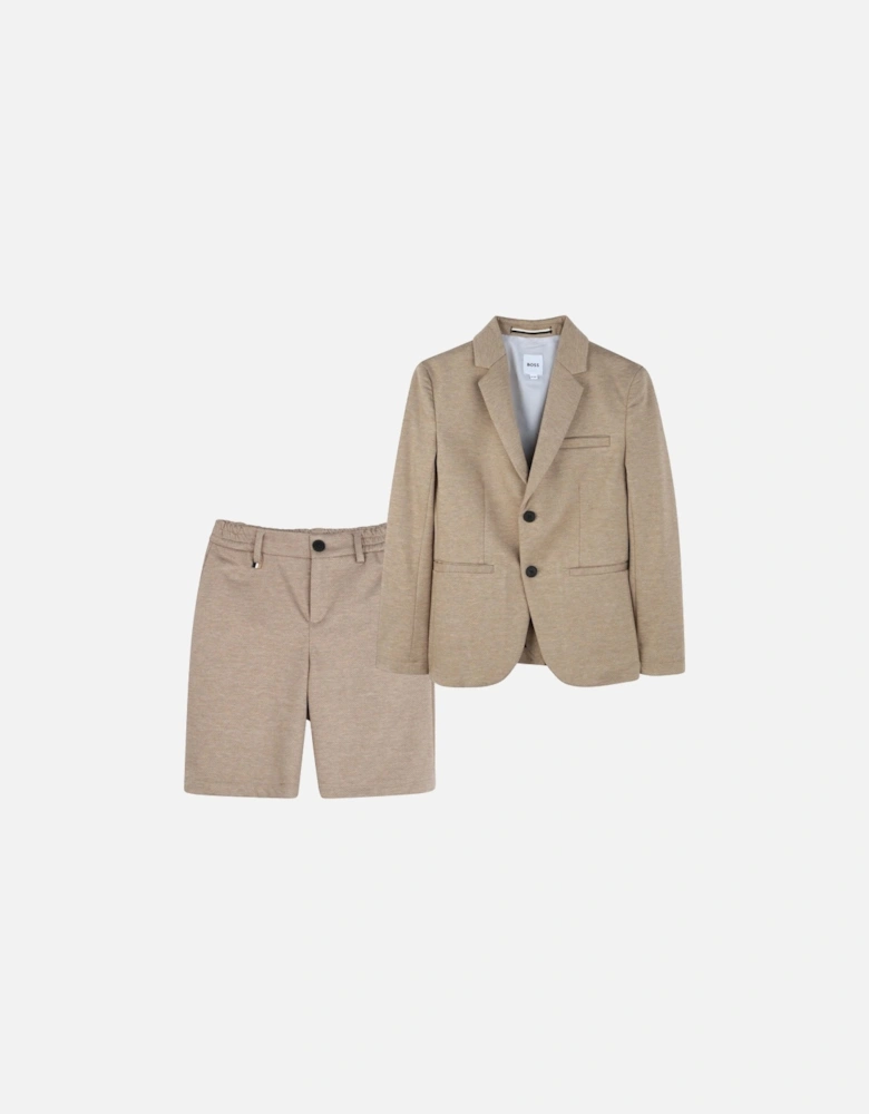 Boys Beige Occasion Blazer and Short Set