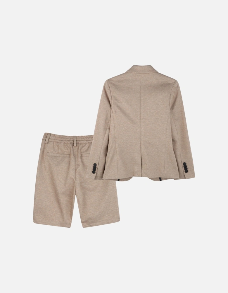 Boys Beige Occasion Blazer and Short Set