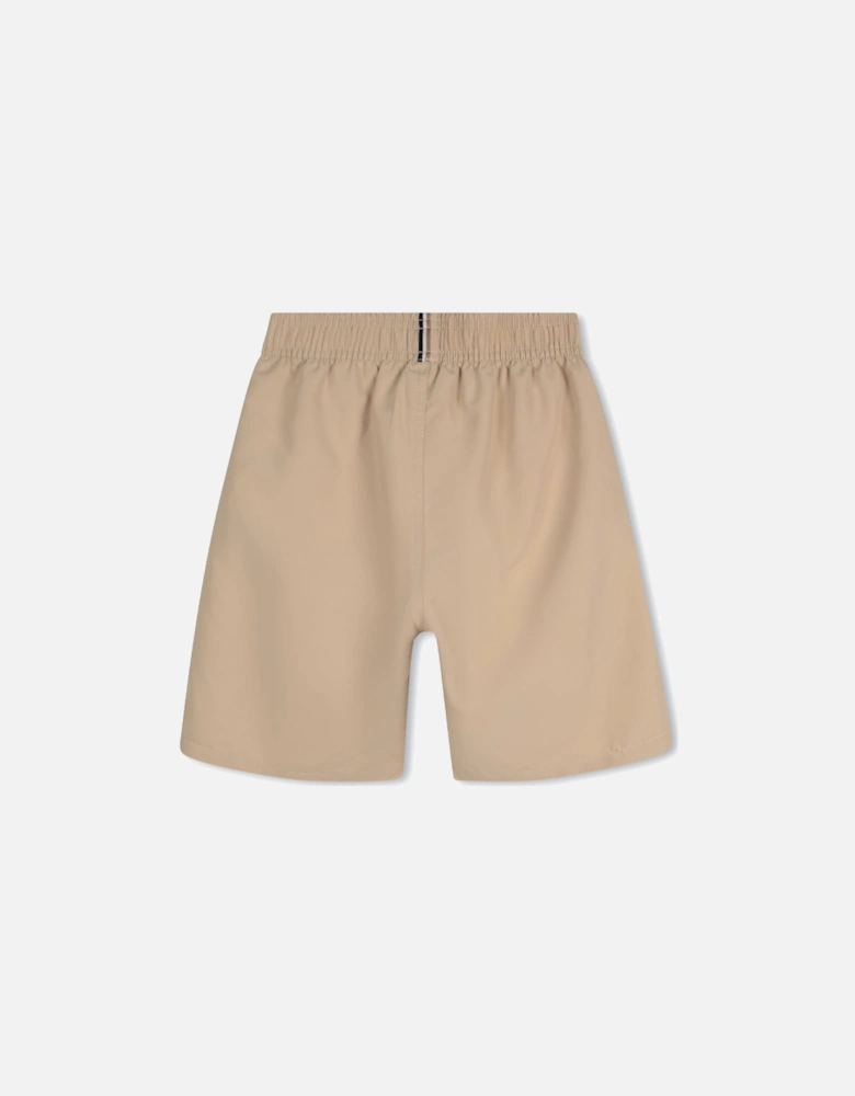 Boys Beige Logo Swim Shorts