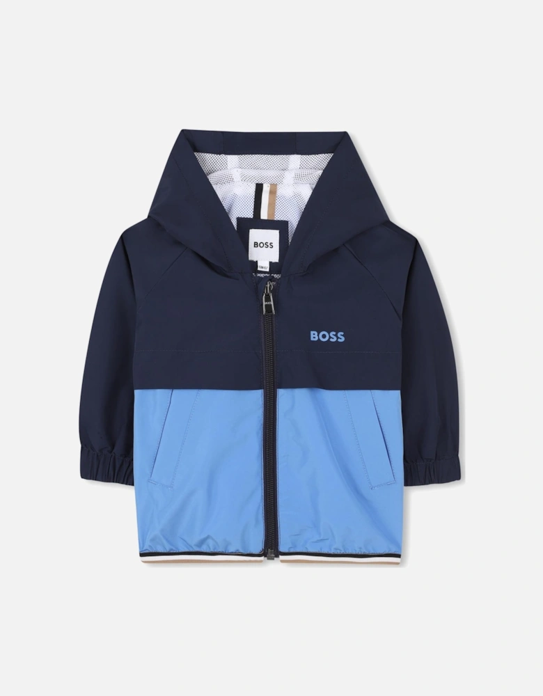 Boys Navy and Blue Logo Windbreaker Jacket