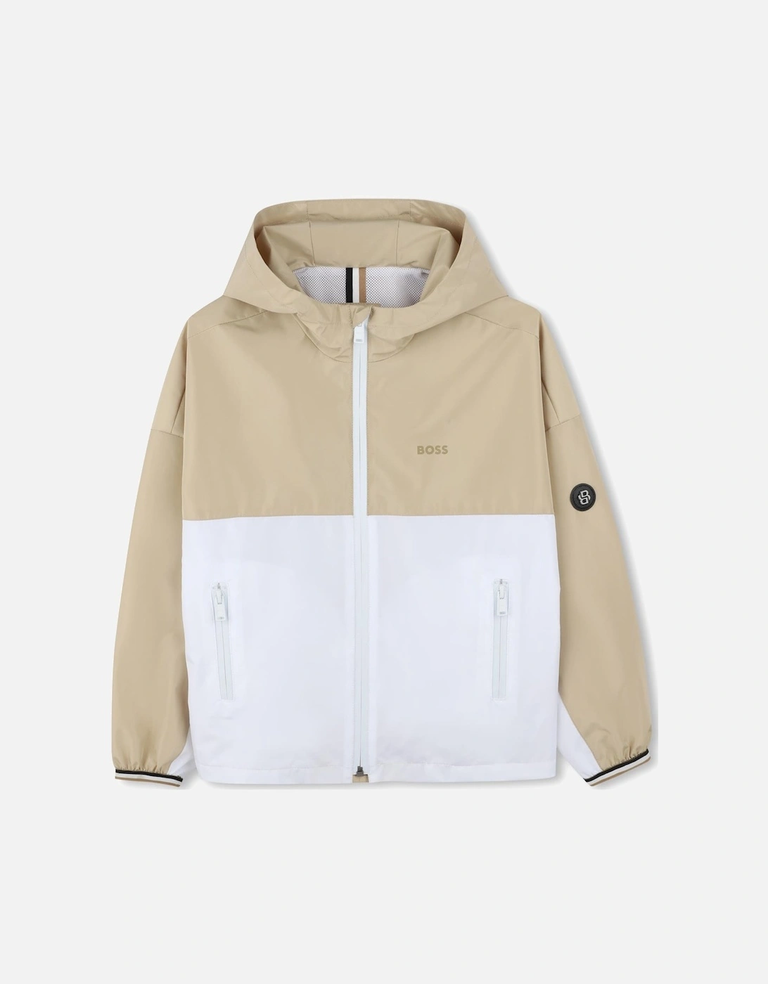 Boys Beige and White Logo Windbreaker Jacket, 4 of 3