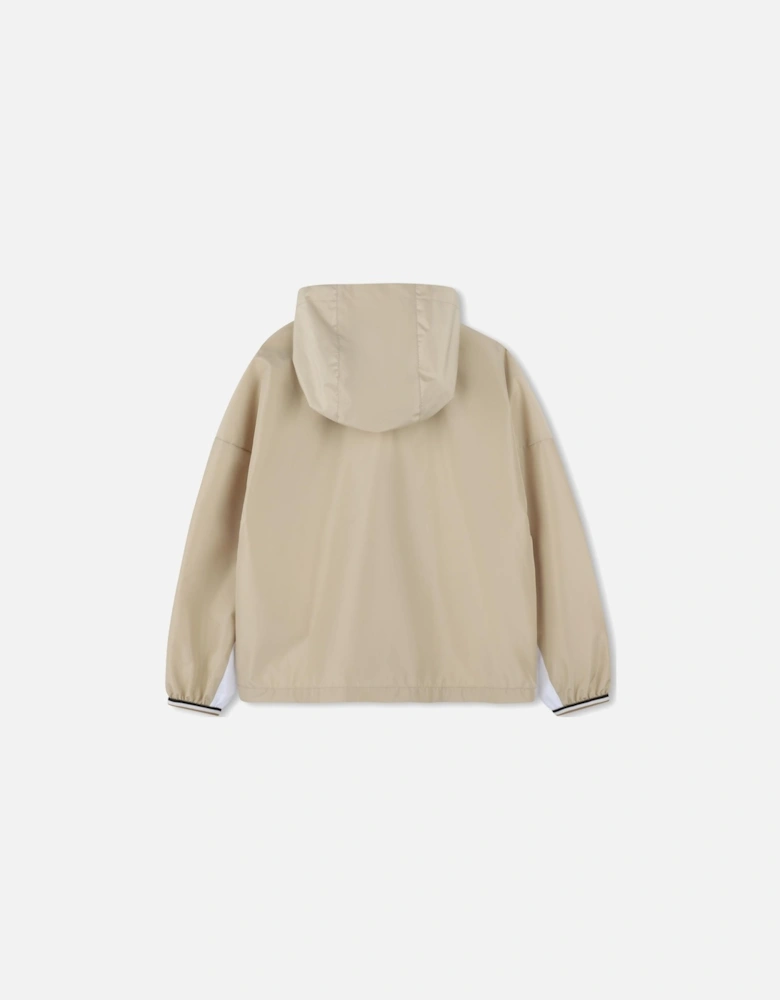 Boys Beige and White Logo Windbreaker Jacket