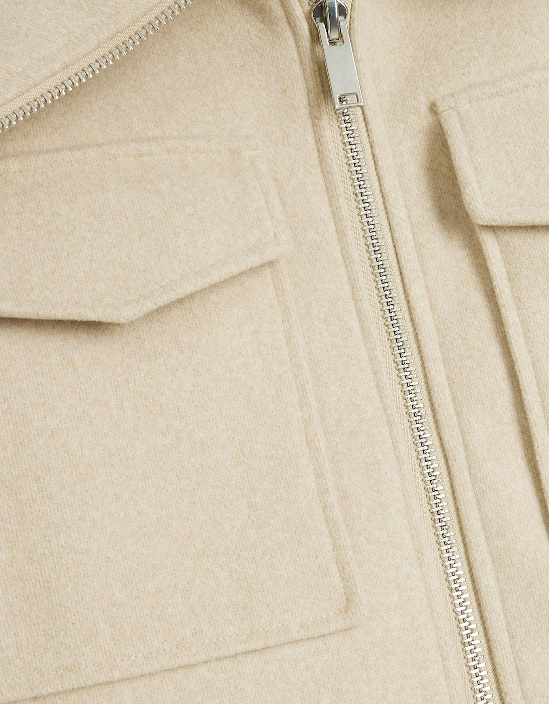 Wide Collar Crop Jacket - Beige