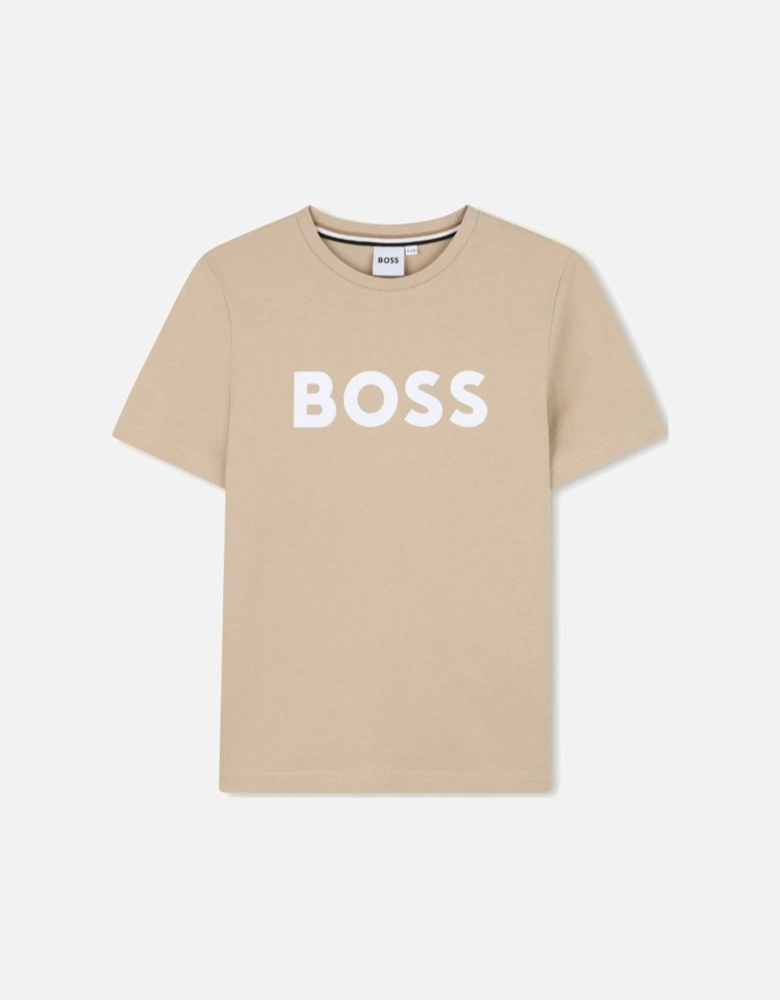 Boys Beige Logo T-Shirt