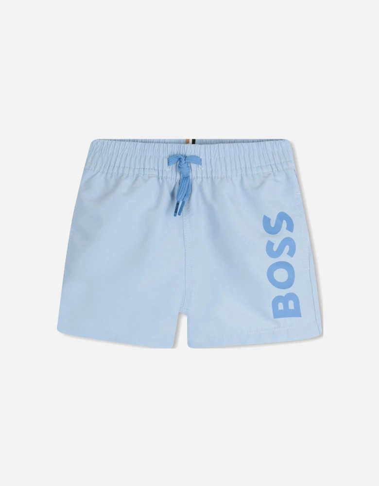 Boys Pale Blue Logo Swim Shorts