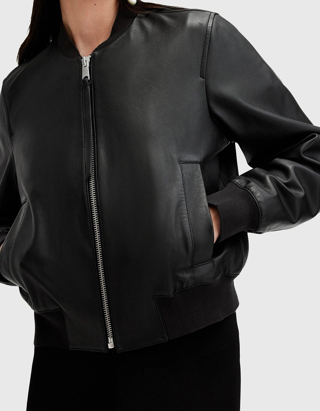 Orten Leather Bomber Jacket - Black