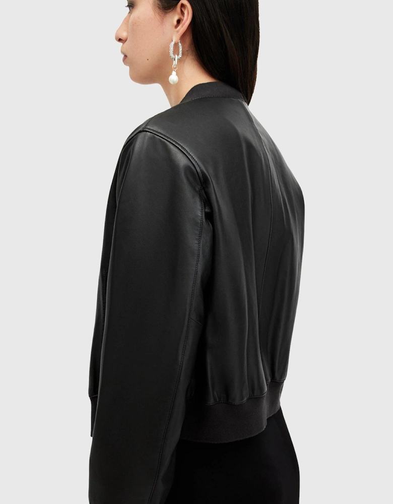 Orten Leather Bomber Jacket - Black