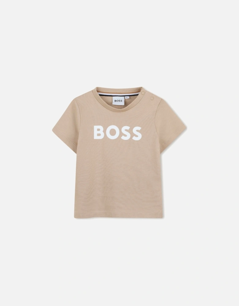 Boys Beige Logo T-Shirt