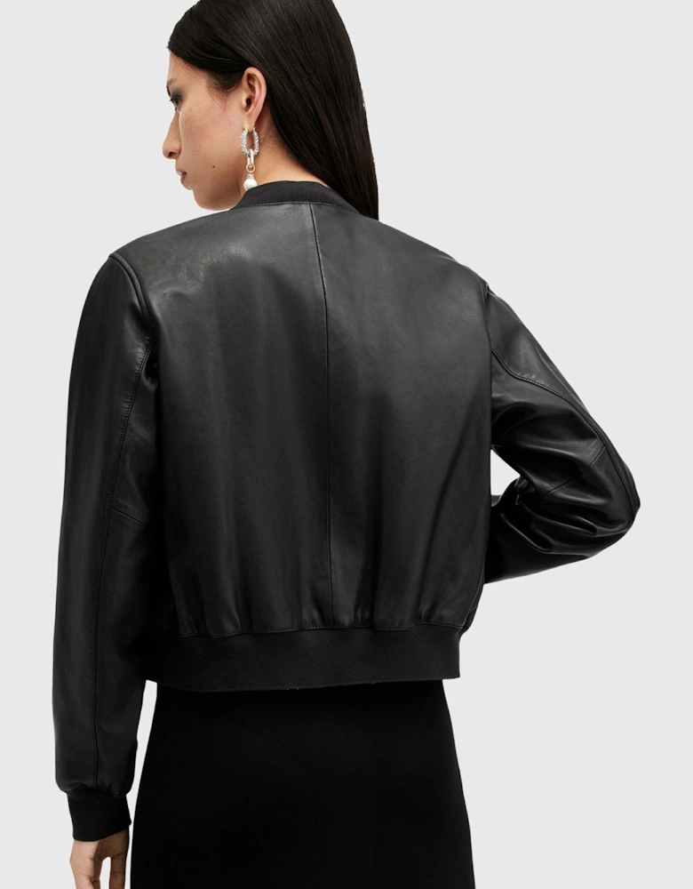 Orten Leather Bomber Jacket - Black