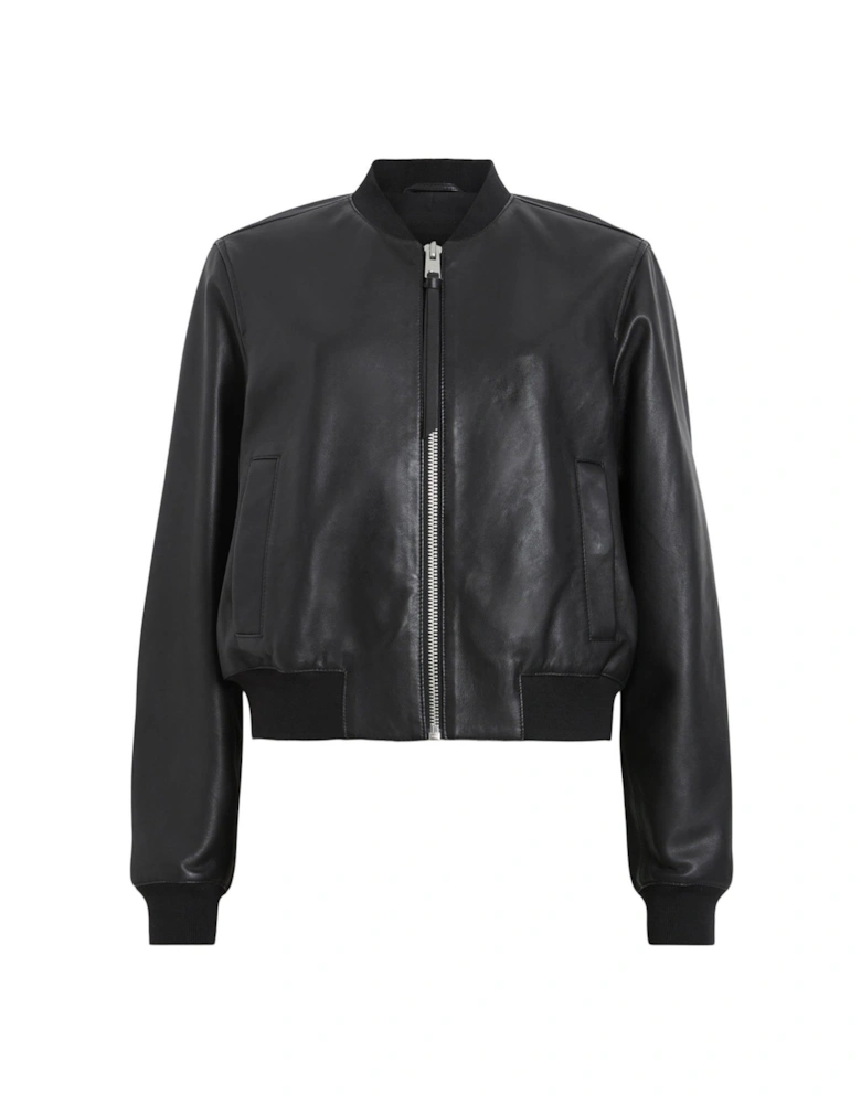 Orten Leather Bomber Jacket - Black