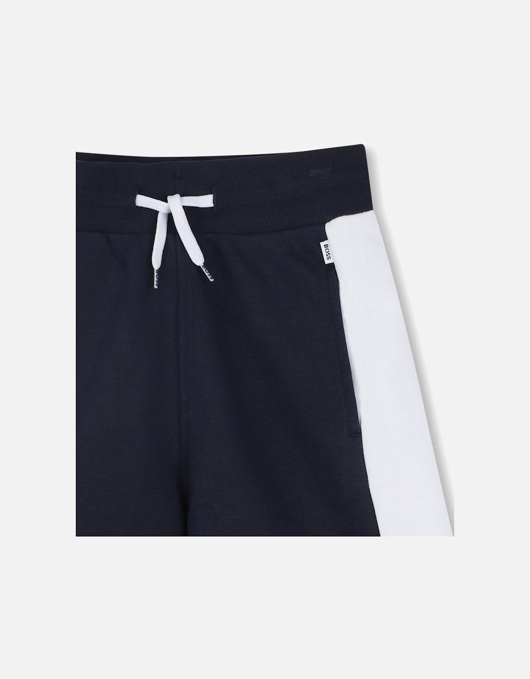 Boys Navy and Beige Logo Jog Shorts