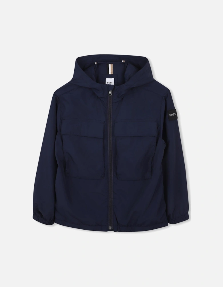 Boys Navy Logo Windbreaker Jacket