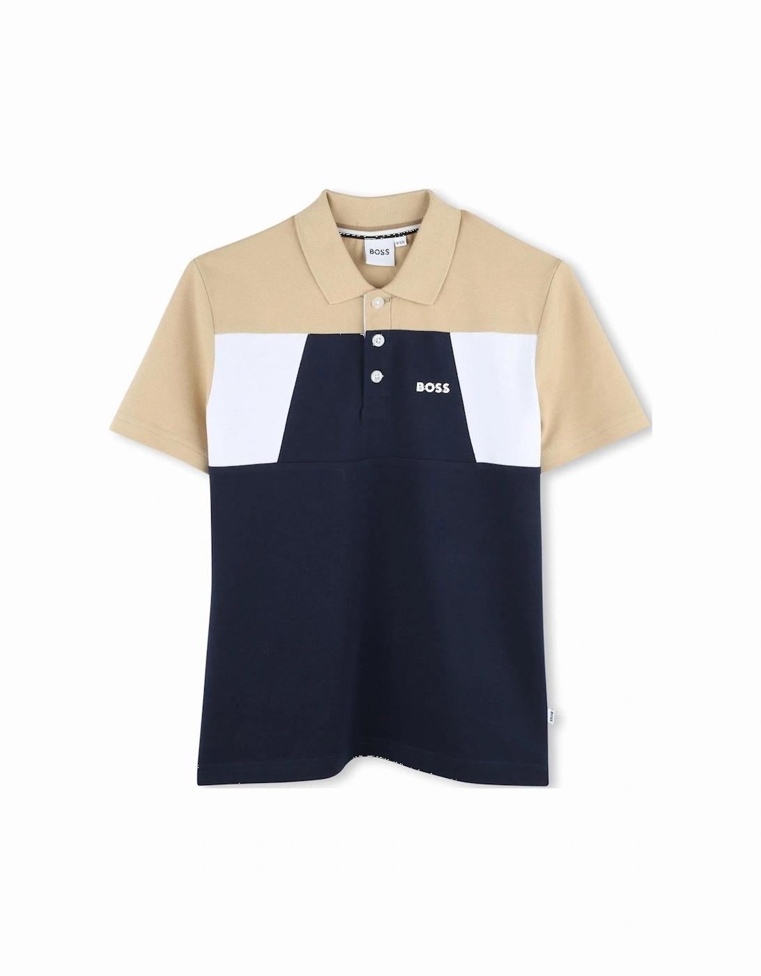 Boys Navy and Beige Logo Polo Top, 4 of 3