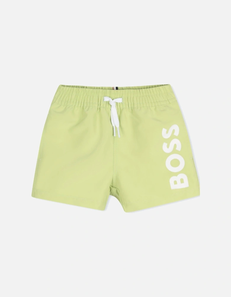 Boys Lime Green Logo Swim Shorts