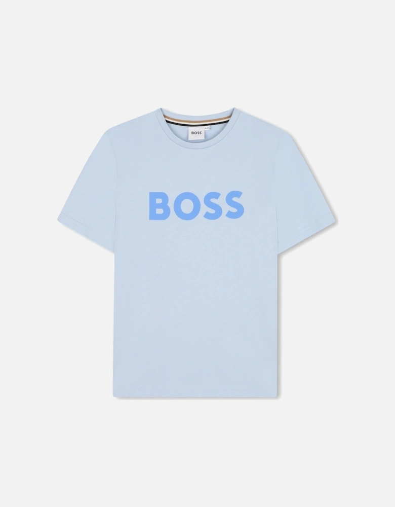 Boys Pale Blue Logo T-Shirt