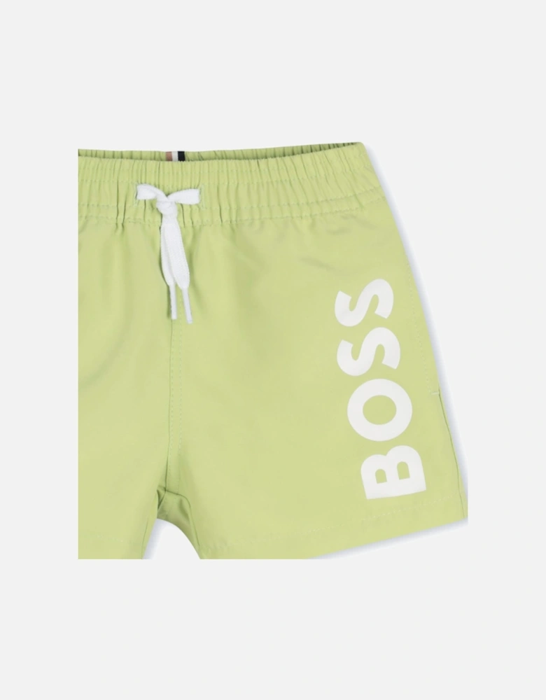 Boys Lime Green Logo Swim Shorts