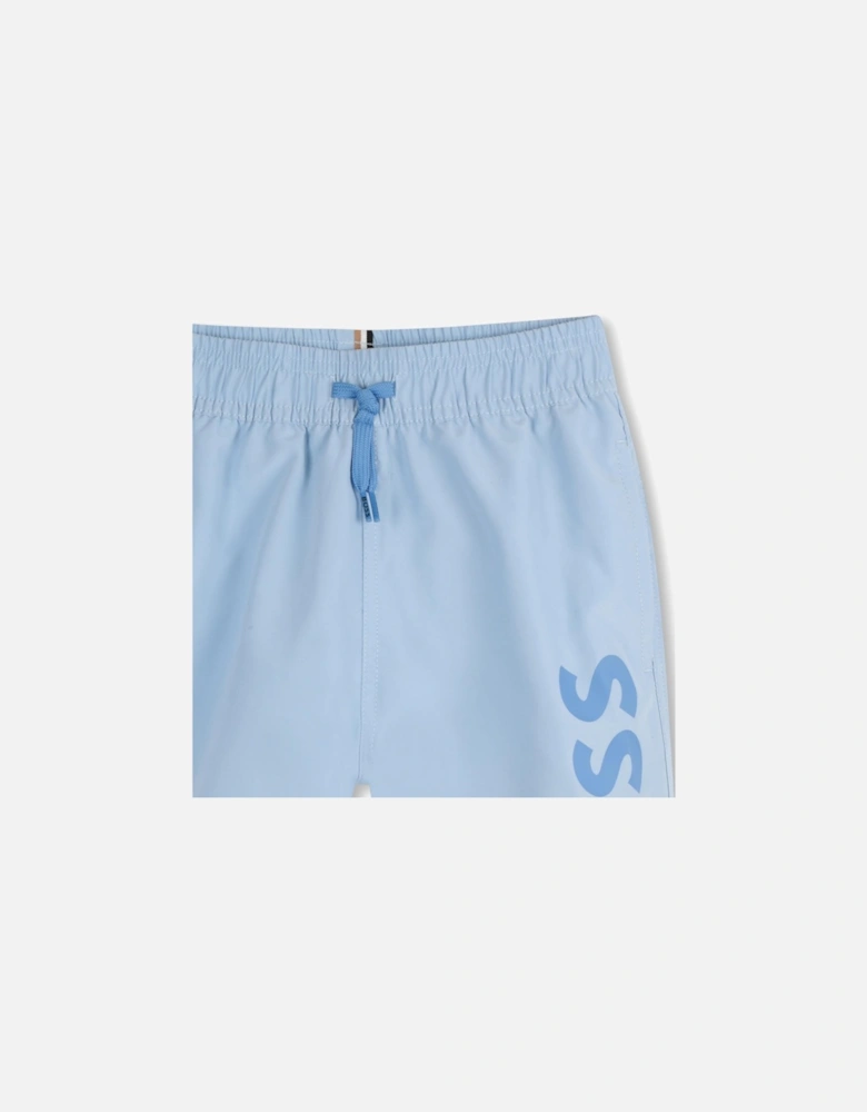 Boys Pale Blue Logo Swim Shorts