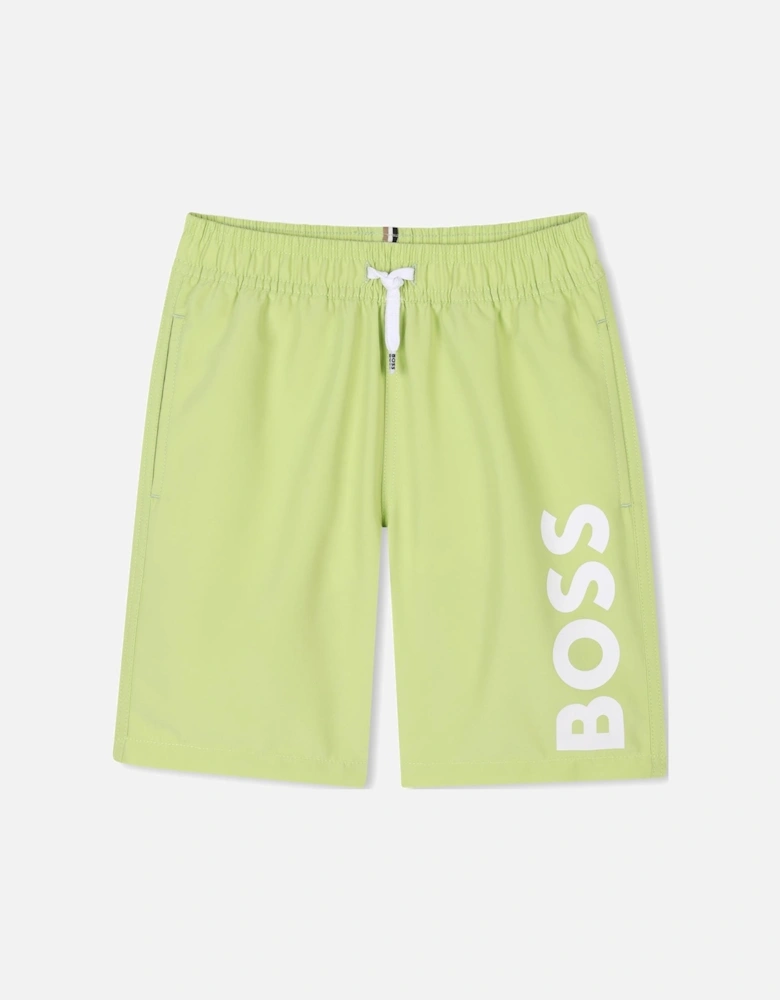 Boys Lime Green Logo Swim Shorts