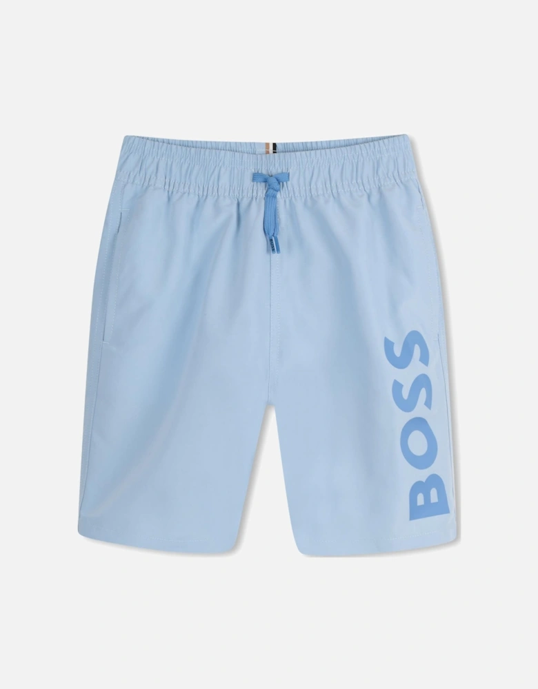 Boys Pale Blue Logo Swim Shorts