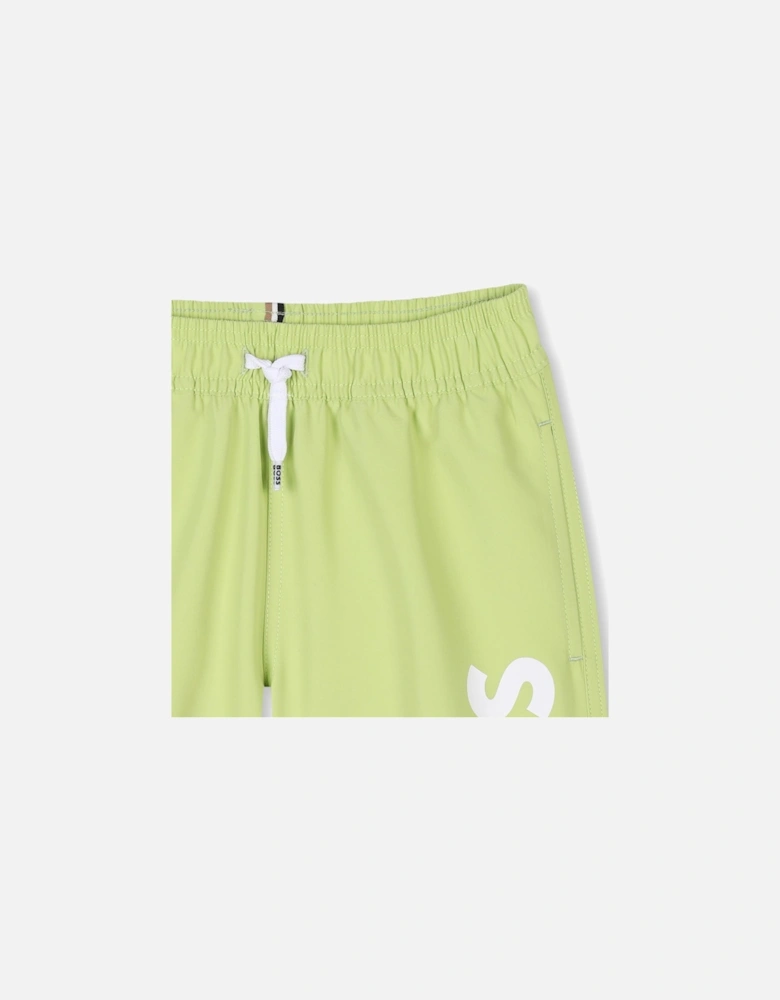 Boys Lime Green Logo Swim Shorts