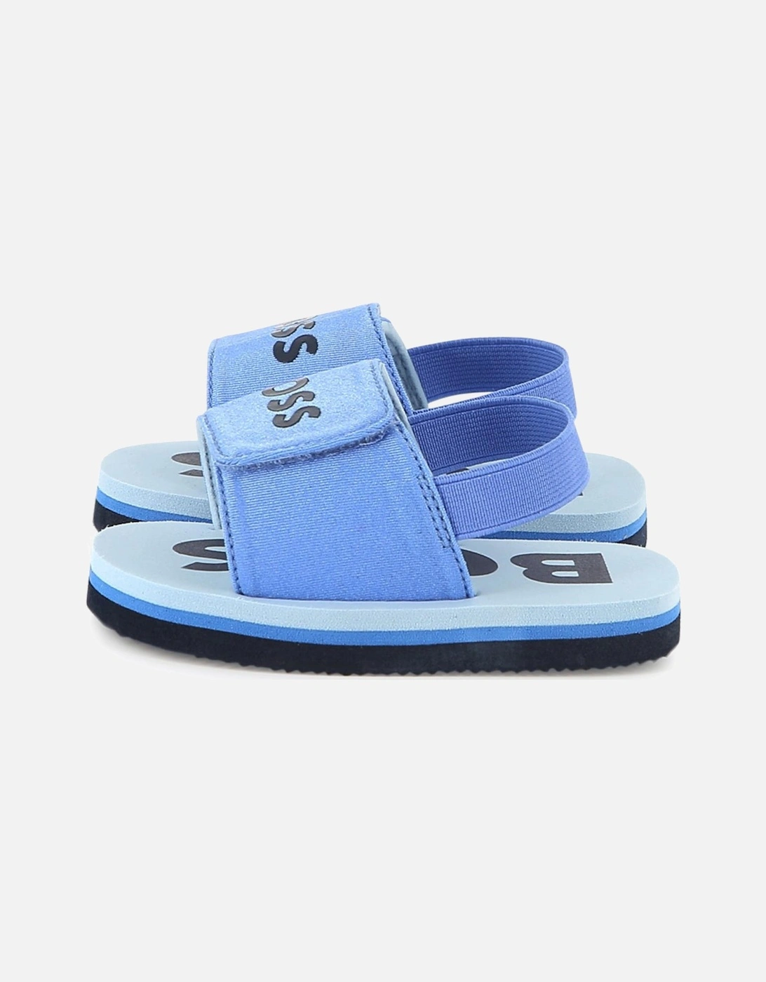 Boys Pale Blue Logo Velcro Strap Sandals, 5 of 4