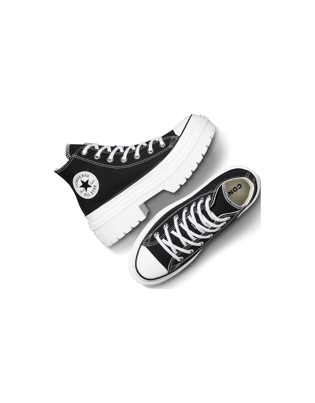 Womens Chuck Taylor All Star Lugged Heel Canvas Hi/Egret - Black/White