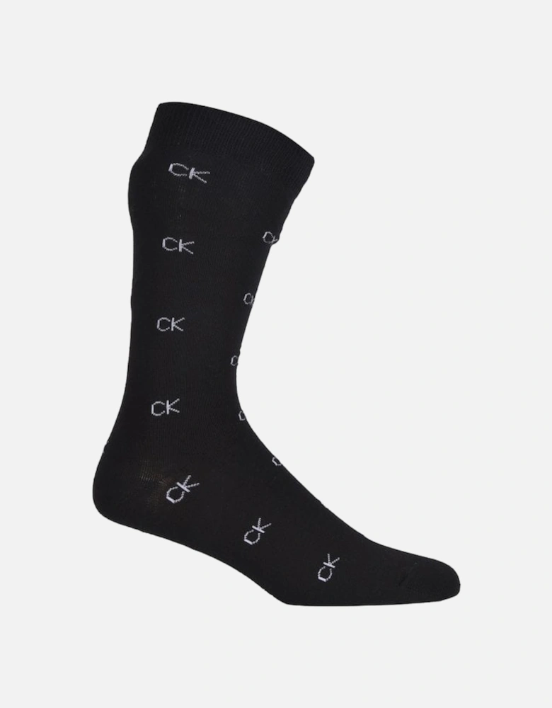 3-Pack Multi Logo Lux Dress Socks Gift Box, Black