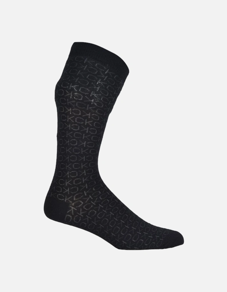 3-Pack Multi Logo Lux Dress Socks Gift Box, Black
