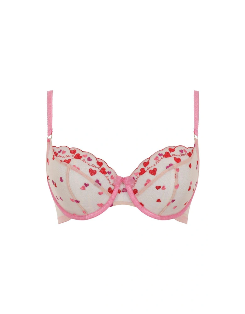 Belle Balcony Heart Bra - Pink/Red