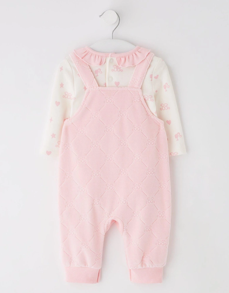 Baby 2 Piece Bodysuit And Dungaree Set - Pink