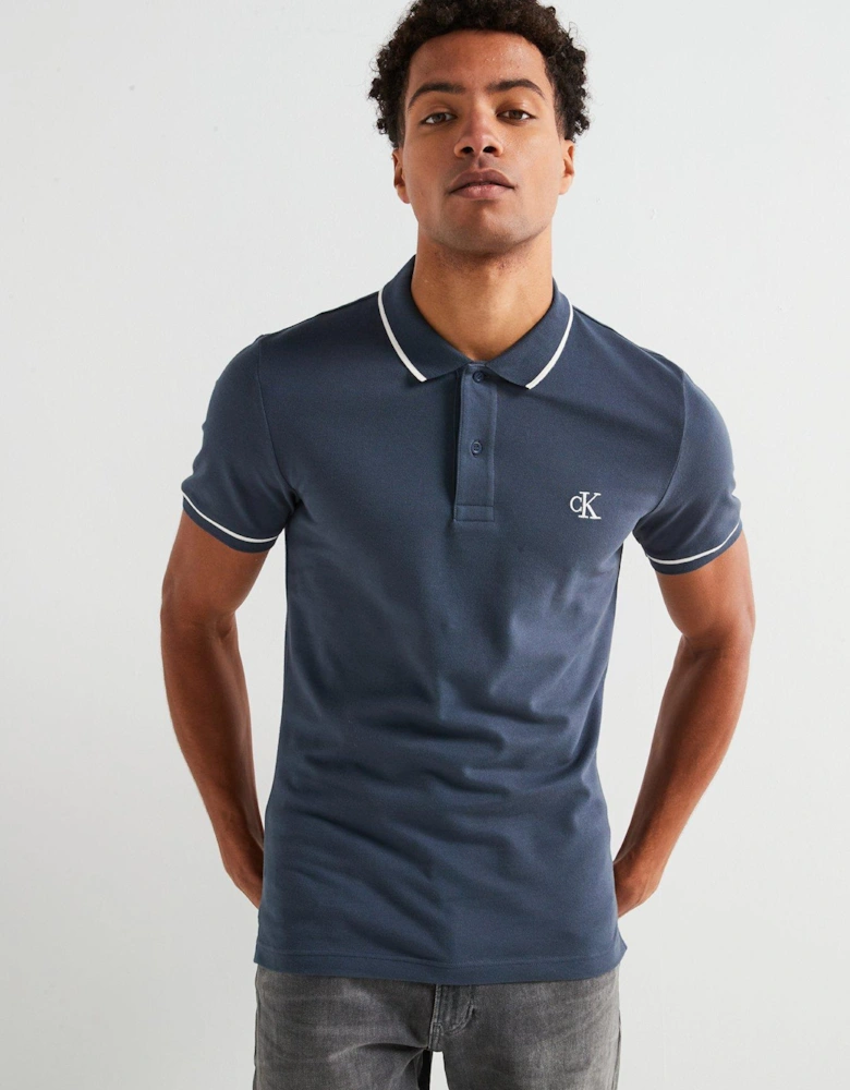 Tipping Slim Fit Polo Shirt - Navy