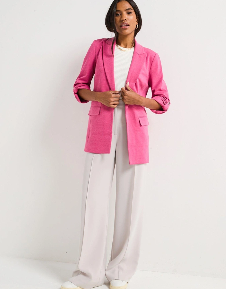 Jersey Button Tab Blazer - Raspberry