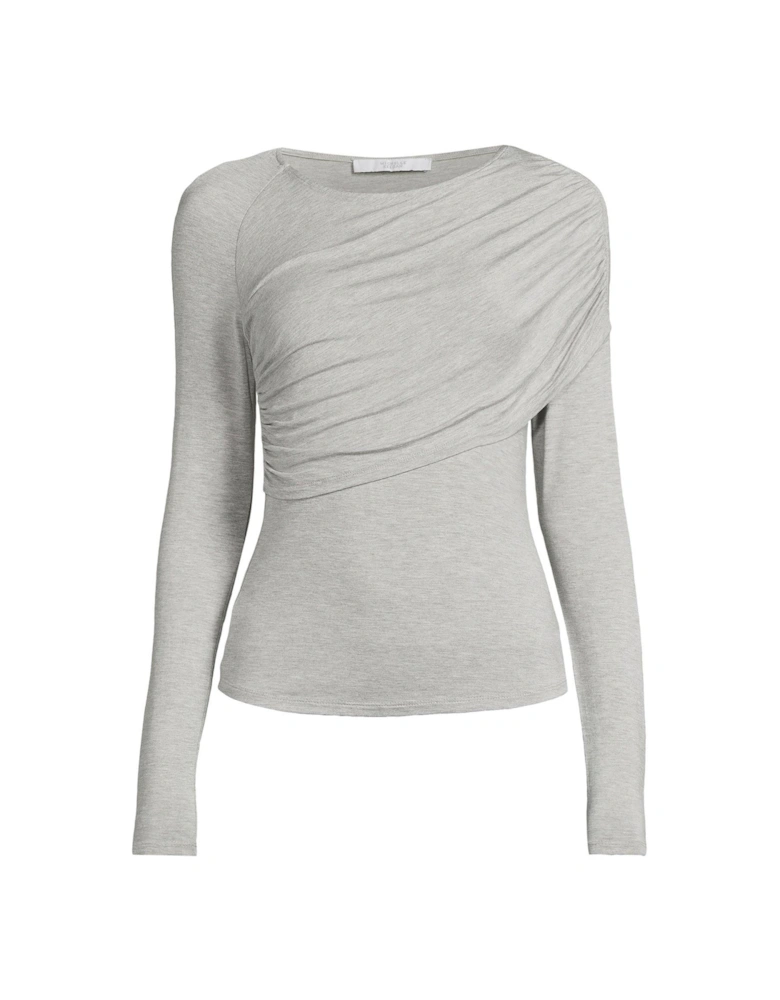 Jersey Overlay Long Sleeve Top - Grey