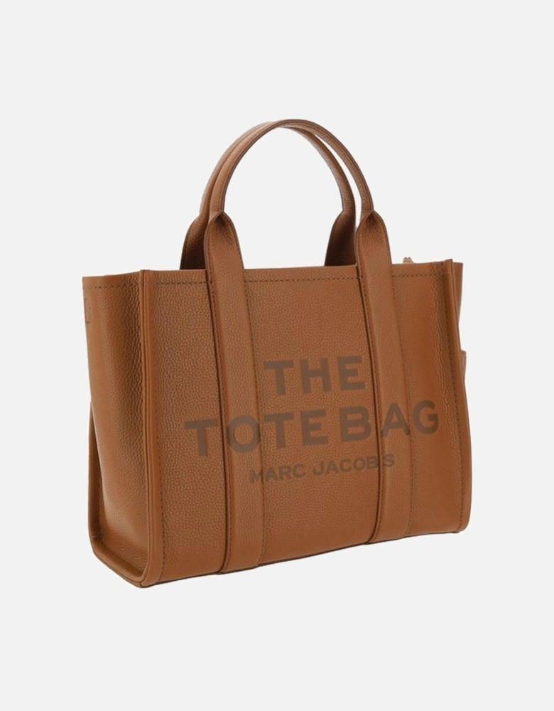 Grained Leather Medium Tote Handbag Women - Brown