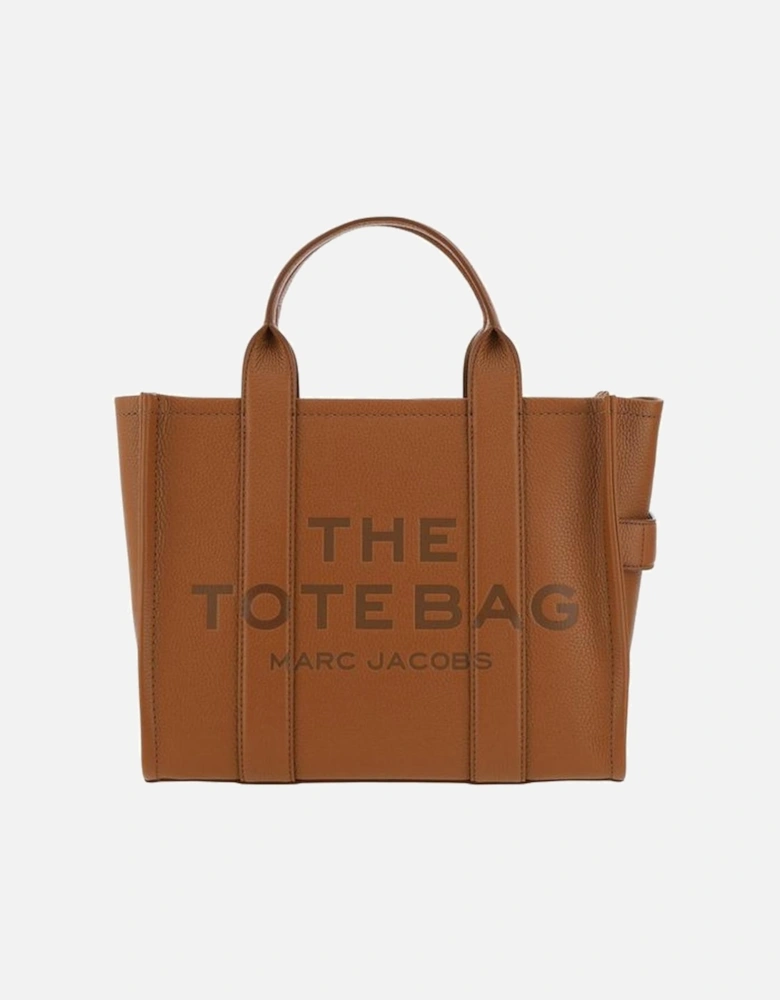 Grained Leather Medium Tote Handbag Women - Brown
