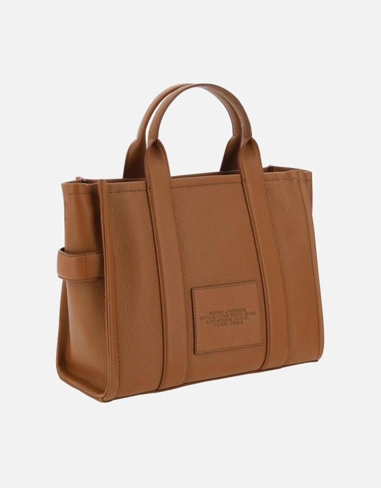 Grained Leather Medium Tote Handbag Women - Brown