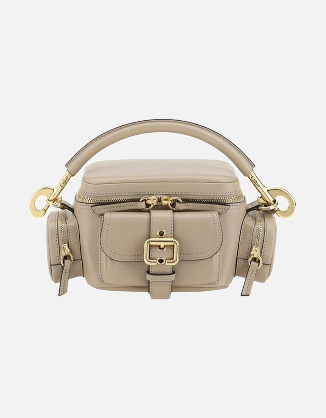 Leather Camera Handbag with Multiple Pockets and Straps Women - Beige, 5 of 4