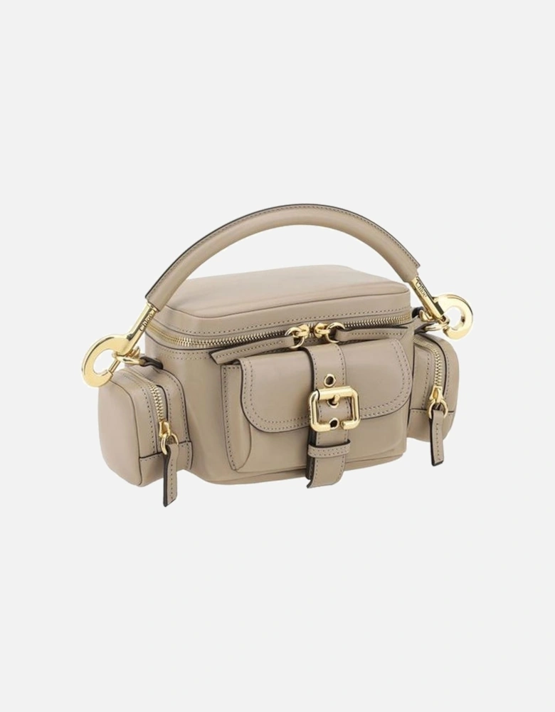 Leather Camera Handbag with Multiple Pockets and Straps Women - Beige