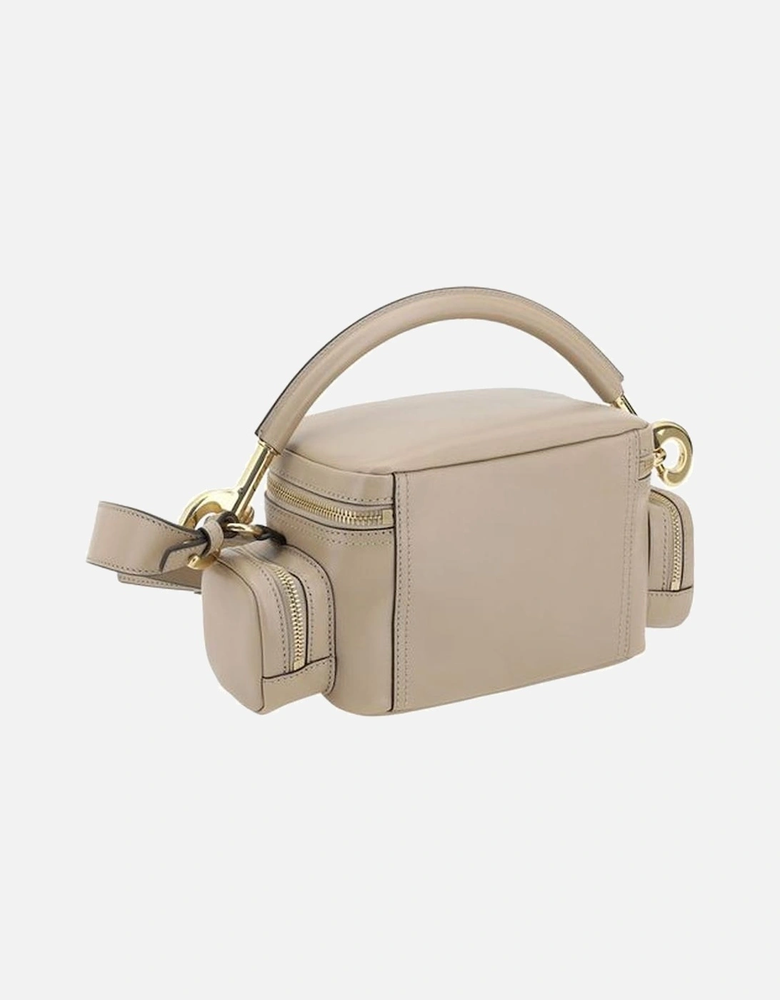 Leather Camera Handbag with Multiple Pockets and Straps Women - Beige